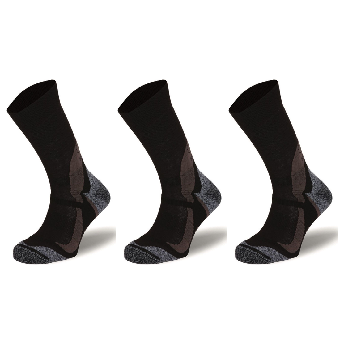 3x BRBL Kodiak Wool Ski Socks Pack - Brown - XL (Camping/Hiking Trail Run Socks)