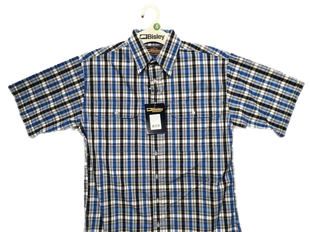 BISLEY SHORT SLEEVE SHIRT Everyday Casual Business Work Cotton Blend Check - BS2707_CLED (LED)