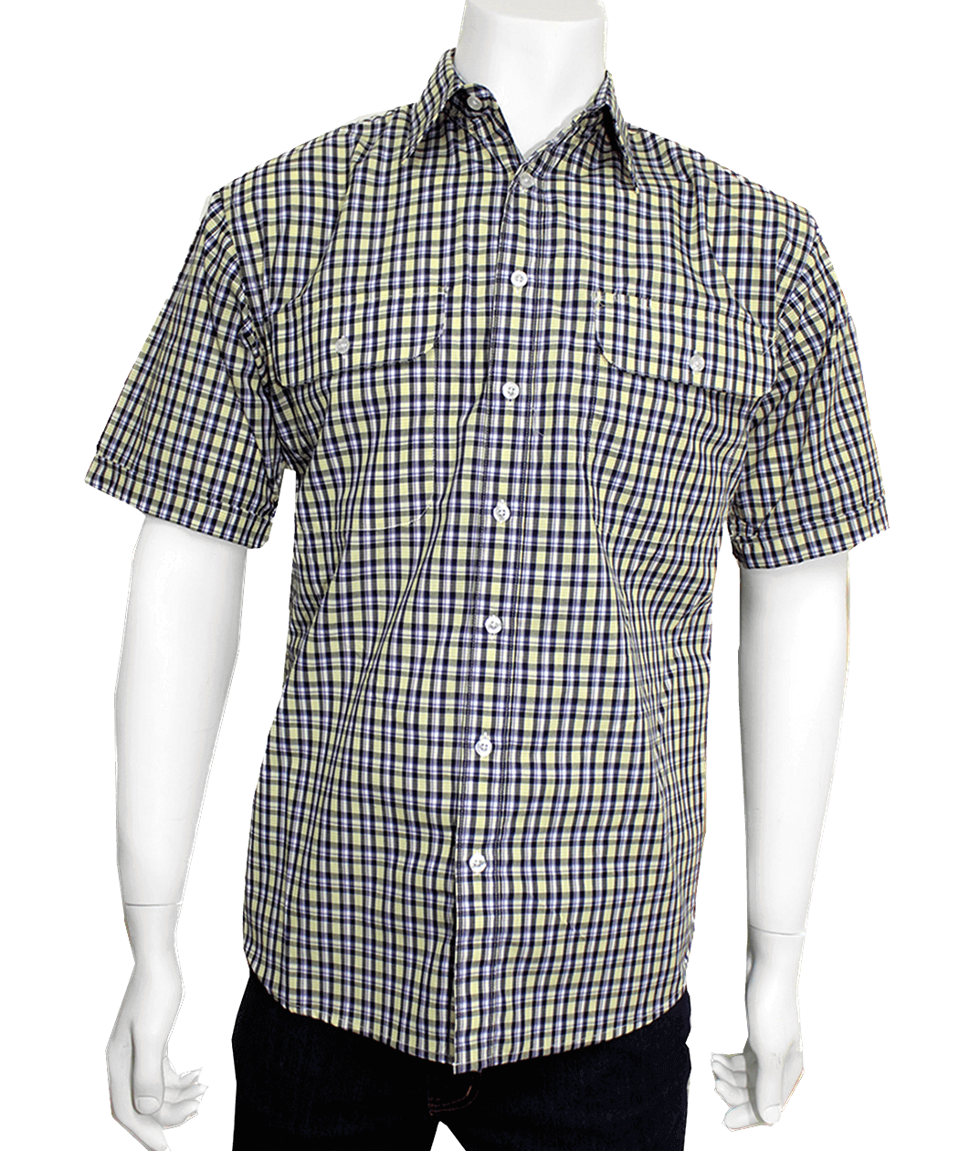 BISLEY SHORT SLEEVE SHIRT Everyday Casual Business Work Cotton Blend Check - BS2711_CDGD (DGD)
