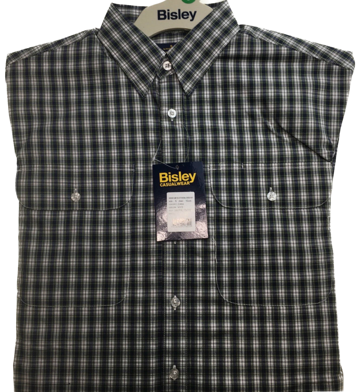 BISLEY SHORT SLEEVE SHIRT Everyday Casual Business Work Cotton Blend Check - BS2707_CLED (LED)