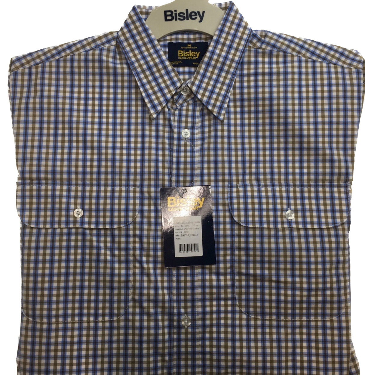 BISLEY SHORT SLEEVE SHIRT Everyday Casual Business Work Cotton Blend Check