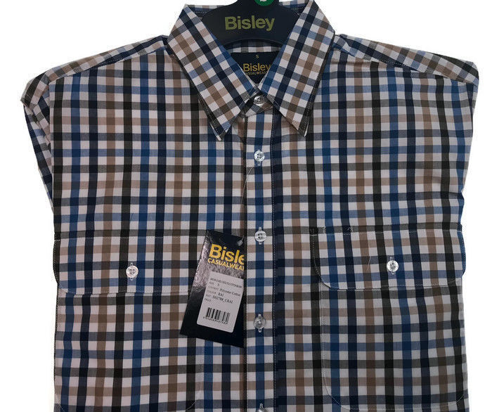 BISLEY SHORT SLEEVE SHIRT Everyday Casual Business Work Cotton Blend Check