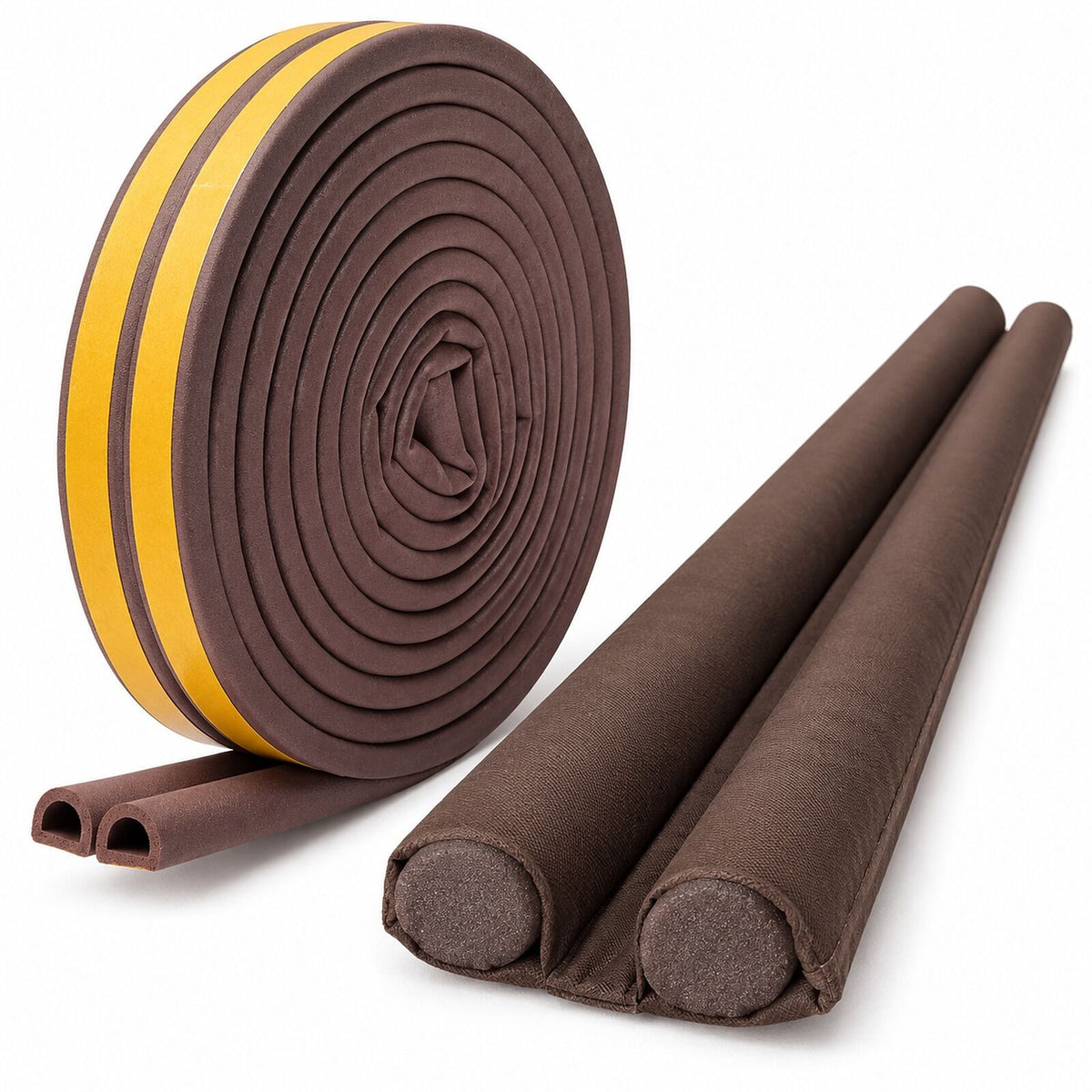 Door & Window Gap Sealing Kit - Twin Draft Stopper & 6m Self Adhesive Weather Strip