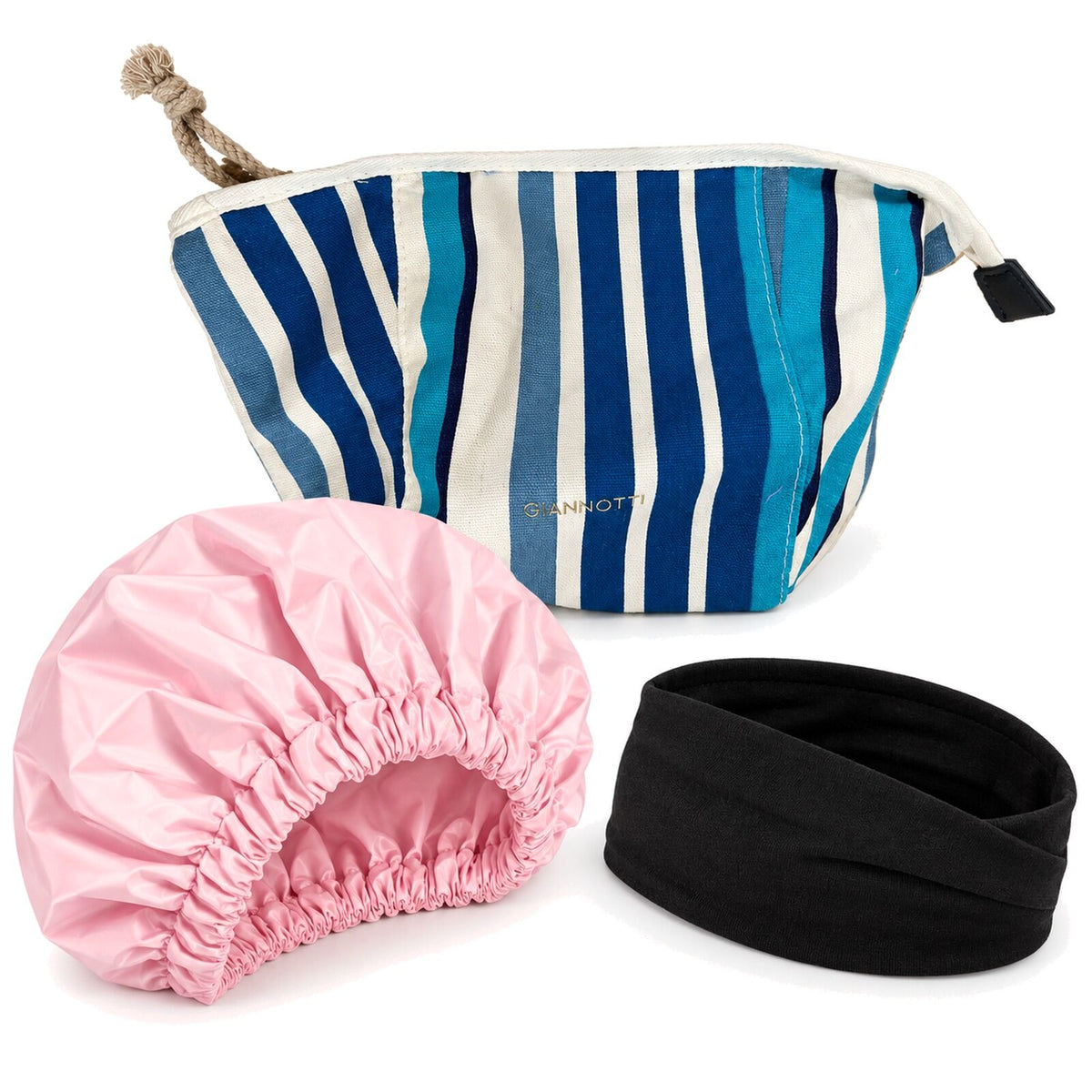 Womens Pamper Pack Gift Set - Giannotti Bronte Blueberry Toiletry Bag, Shower Cap & Spa Headband