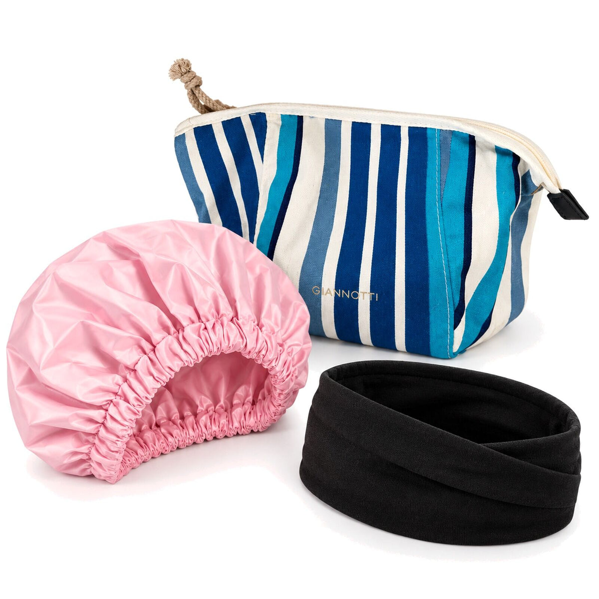 Womens Pamper Pack Gift Set - Giannotti Bronte Blueberry Toiletry Bag, Shower Cap & Spa Headband