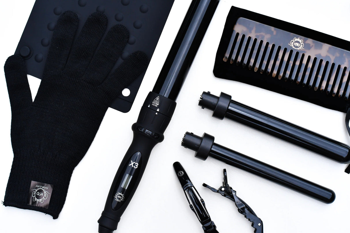 H2D X5 Professional Curling Wand Ceramic Curler Roller - Black