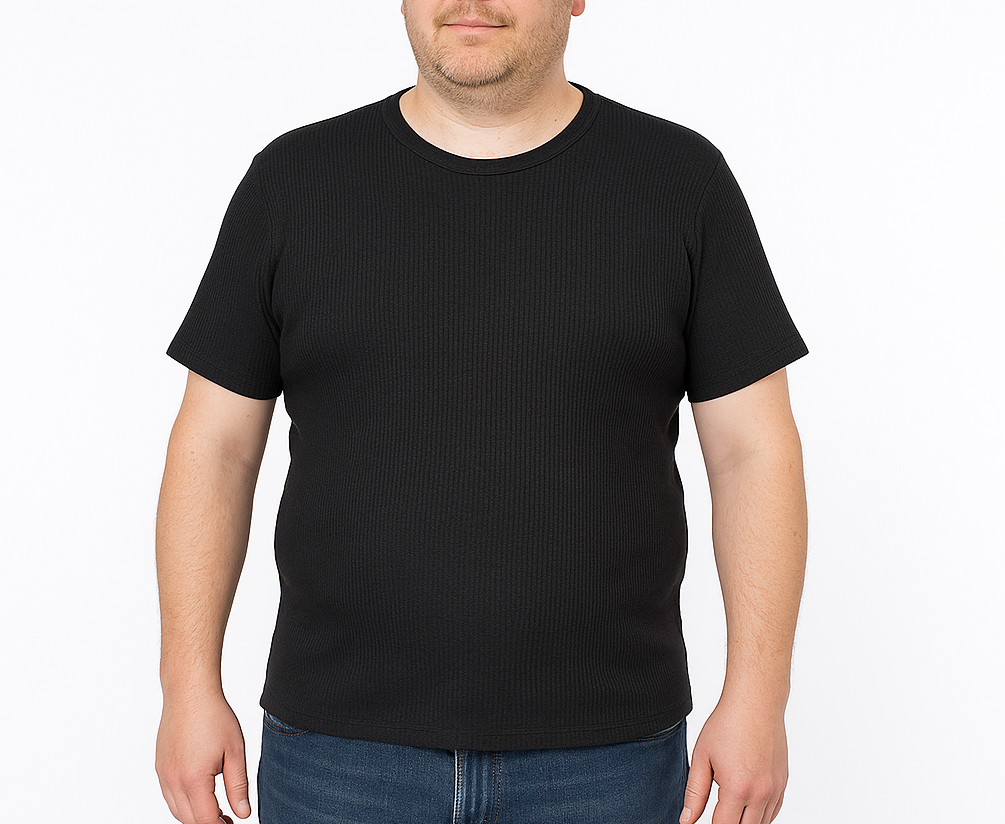 Mens Thermal Short Sleeve Top T Shirt Baselayer Cotton Blend Winter - Black