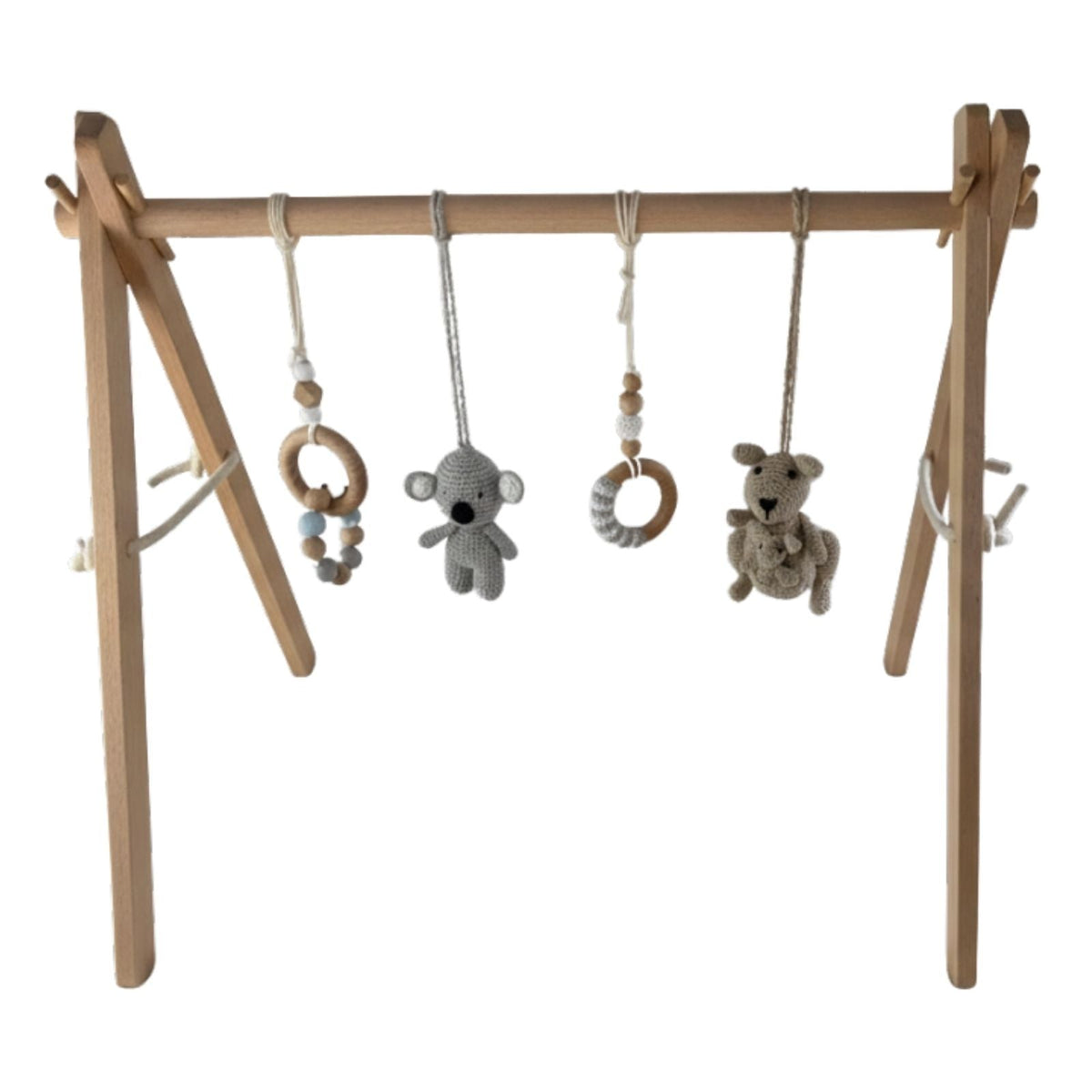 Bocchetta Aussie Animals Wooden Baby Play Gym (Nursery Tummy Time Activity Arch)