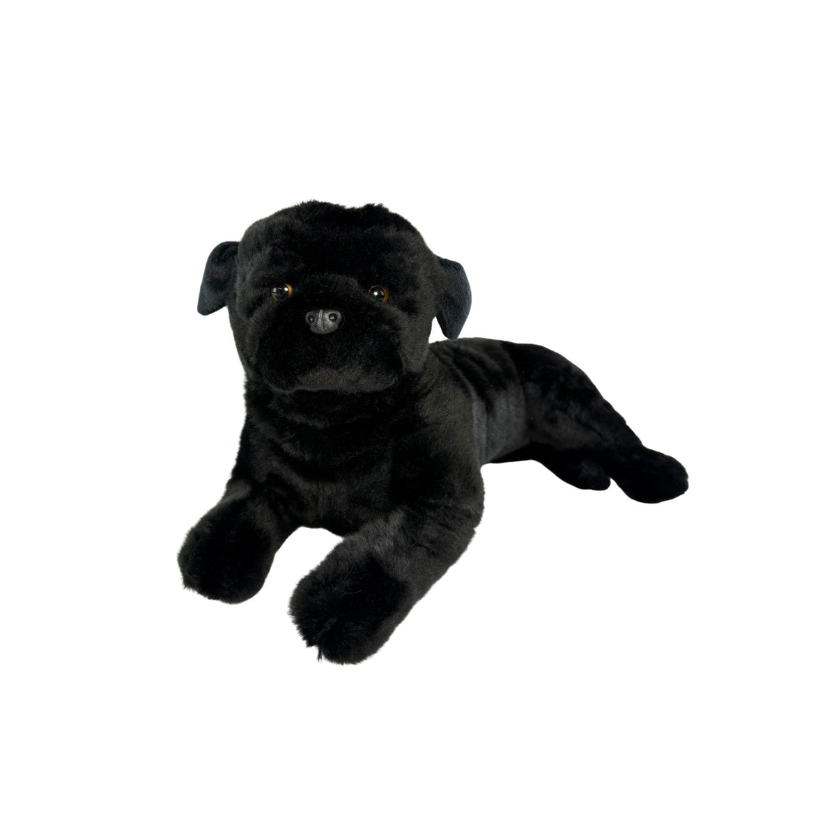 Bocchetta Bandit 44cm Lying Pug Plush Toy - Black (Realistic Stuffed Animal Dog Gift)