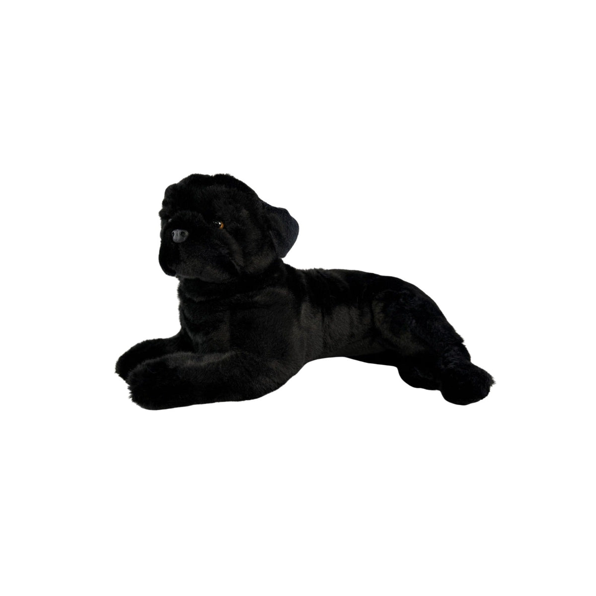Bocchetta Bandit 44cm Lying Pug Plush Toy - Black (Realistic Stuffed Animal Dog Gift)