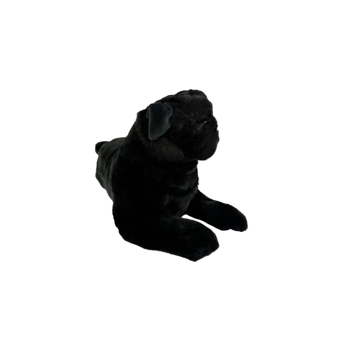 Bocchetta Bandit 44cm Lying Pug Plush Toy - Black (Realistic Stuffed Animal Dog Gift)