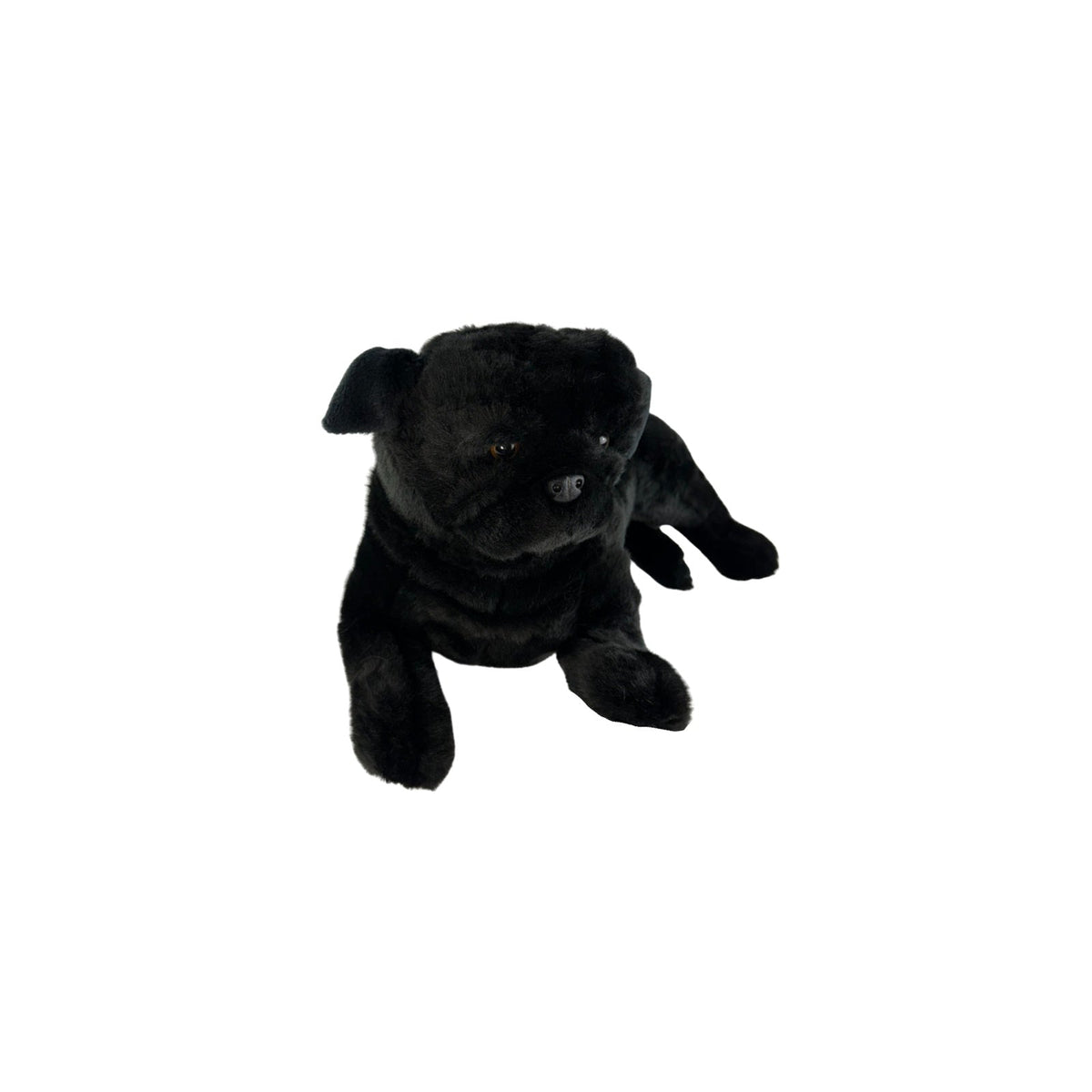 Bocchetta Bandit 44cm Lying Pug Plush Toy - Black (Realistic Stuffed Animal Dog Gift)