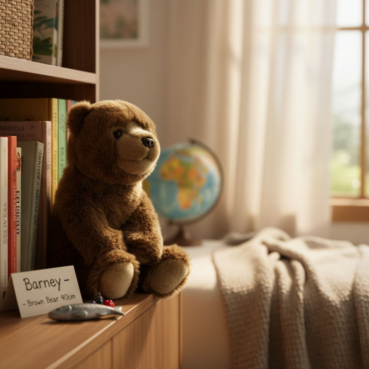 Bocchetta Barney 40cm Brown Bear Plush Toy (Realistic Stuffed Animal Wildlife Gift)