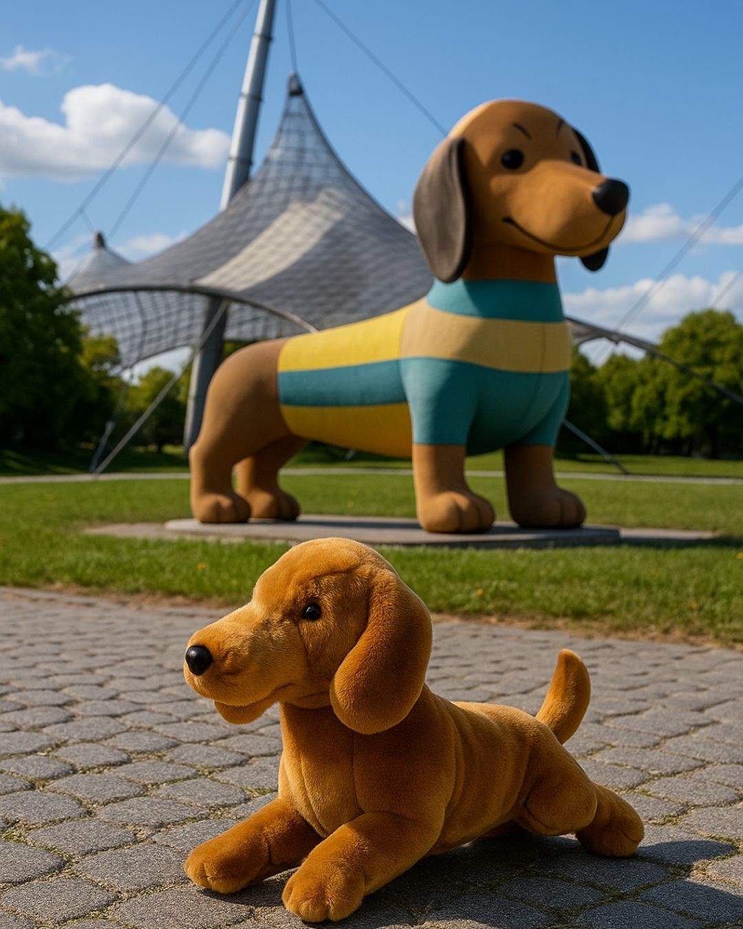 Bocchetta Bean 30cm Floppy Dachshund Puppy Plush Toy - Red (Realistic Stuffed Animal Dog Gift)