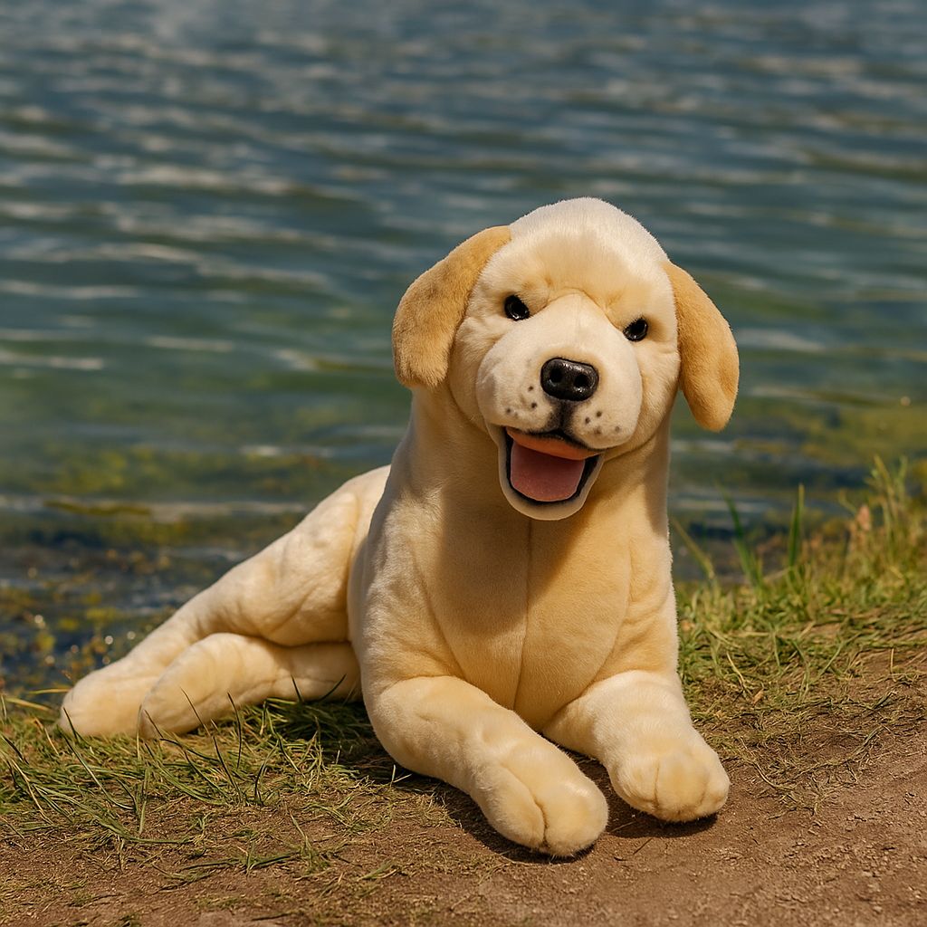 Bocchetta Beau 62cm Lying Labrador Plush Toy - Cream (Realistic Stuffed Animal Dog Gift)