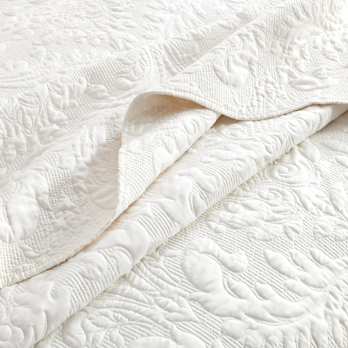Renee Taylor Berlin Jacquard Coverlet Set - Stone (OEKO-TEX Certified Bedspread)