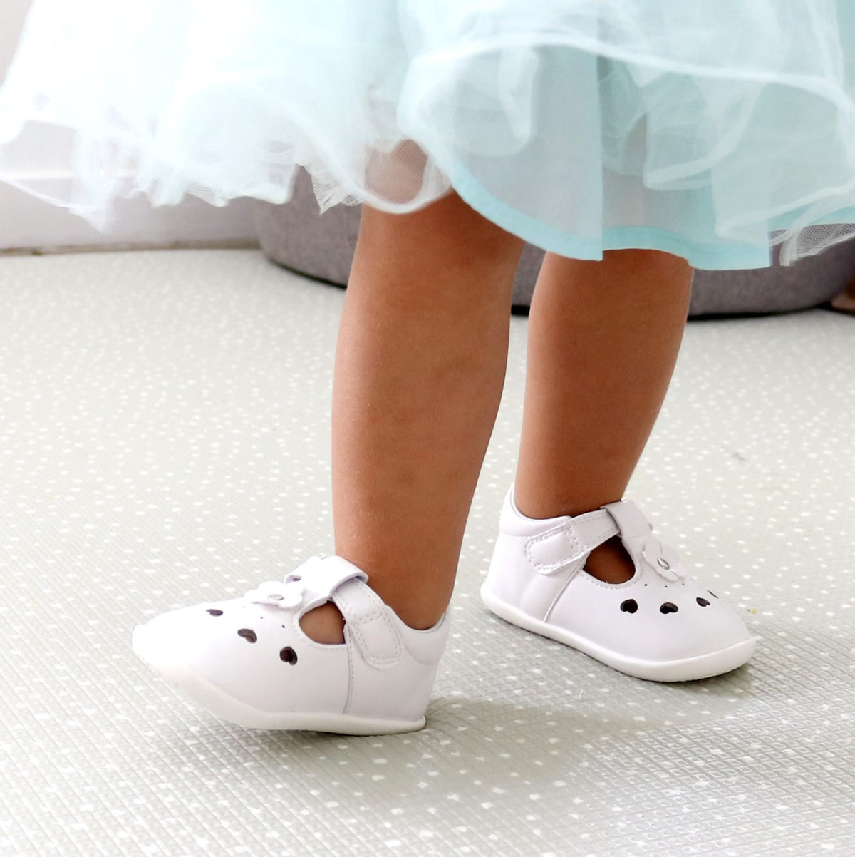 Billycart Lily Girls Barefoot First Walker T-Bar Sandals - White (Baby Mary Jane Shoes)
