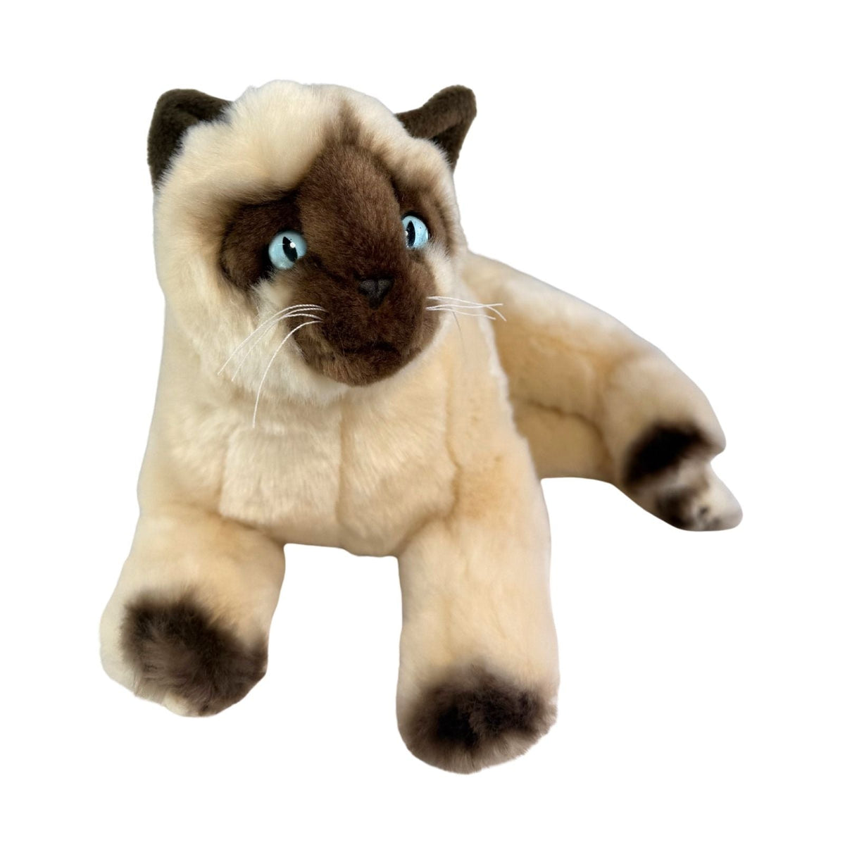 Bocchetta Blossum 30cm Lying Siamese Cat Plush Toy (Realistic Stuffed Animal Cat Gift)