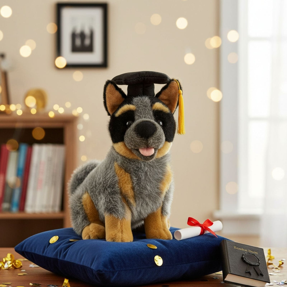 Bocchetta Bluey 22cm Graduation Blue Heeler Cattle Dog Plush Toy (Stuffed Animal Grad Gift)