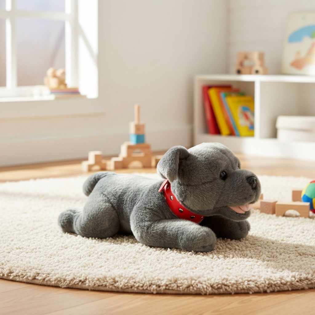 Bocchetta Bullet 28cm Floppy Staffy Puppy Plush Toy - Grey (Realistic Stuffed Animal Dog Gift)