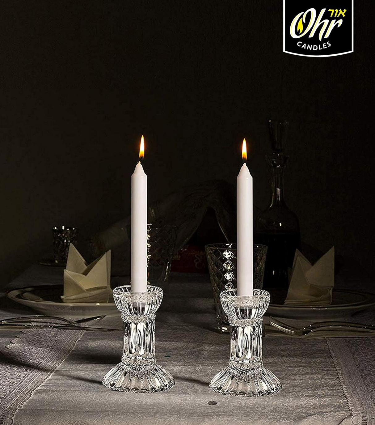 Ohr 12pcs Standard Shabbos Candles - Jewish Shabbat (Burns Approx. 3 Hours)
