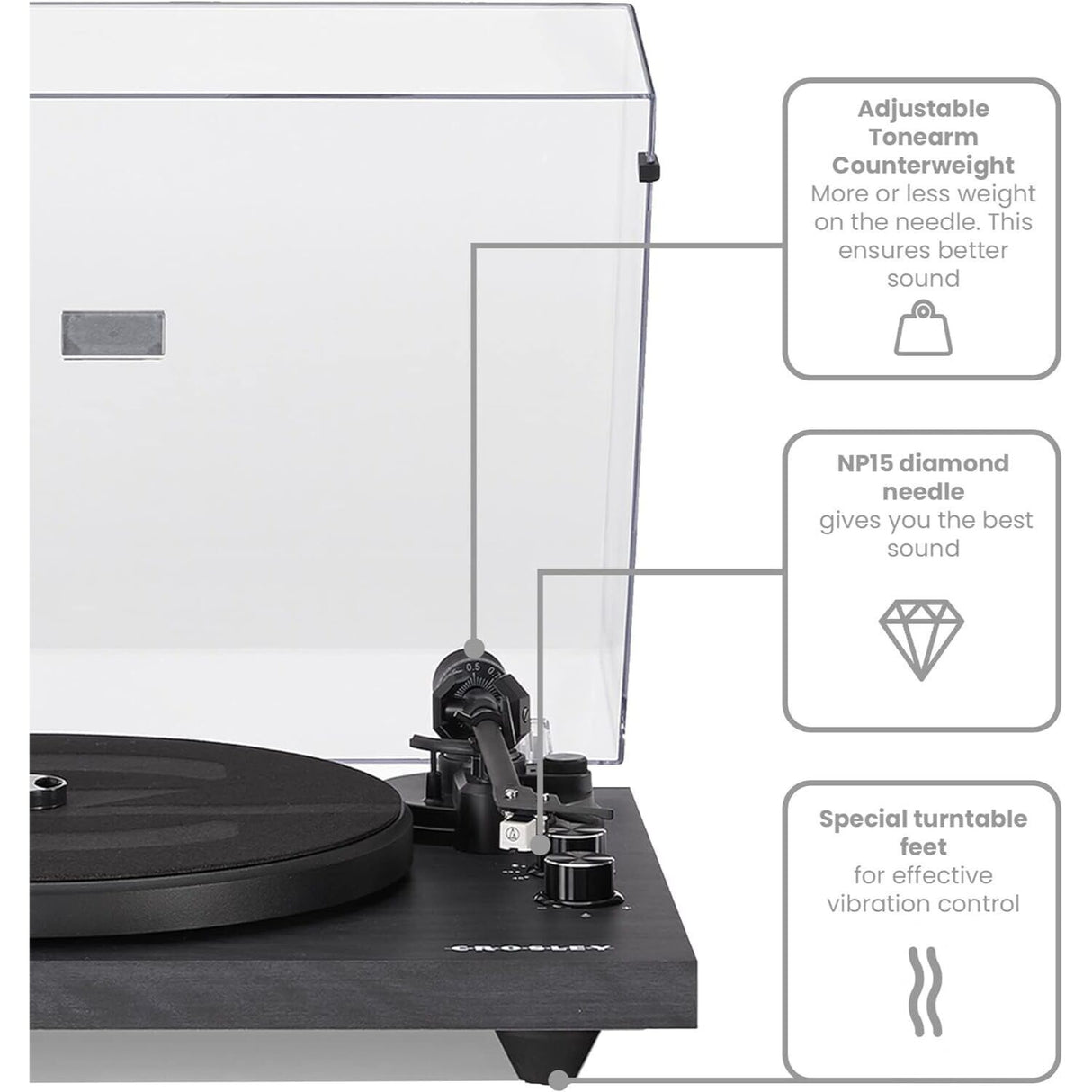 Crosley C62 Shelf System Turntable - Black (C62C-BK4)