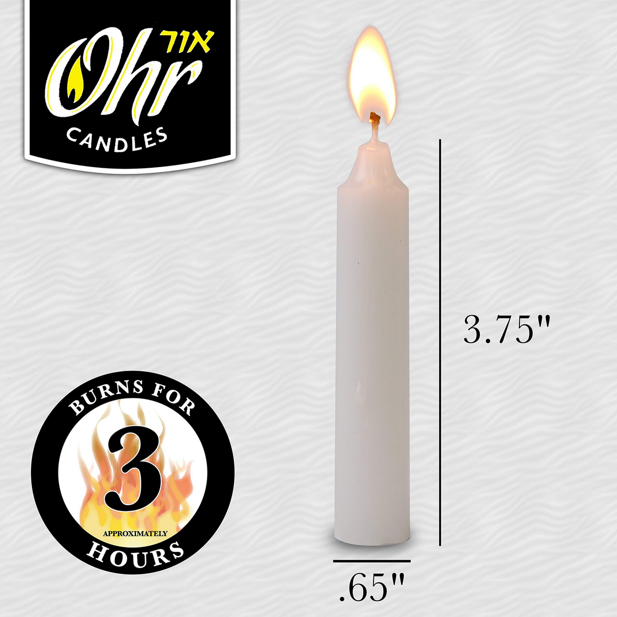 Ohr 72pcs Standard Shabbos Candles Bulk Pack - Jewish Shabbat (Burns Approx. 3 Hours)