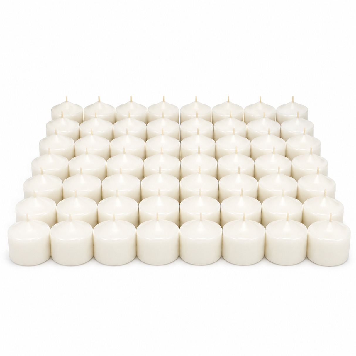 48x 36-Hour White Church Pillar Candles Bulk Pack - Unscented & Lead Free (7.5x7.5cm / 3x3")