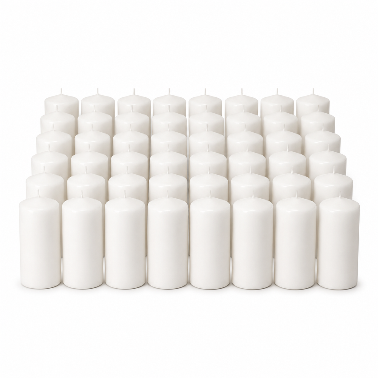 48x 20-Hour White Church Pillar Candles Bulk Pack - Unscented & Lead Free (5x10cm / 2x4")