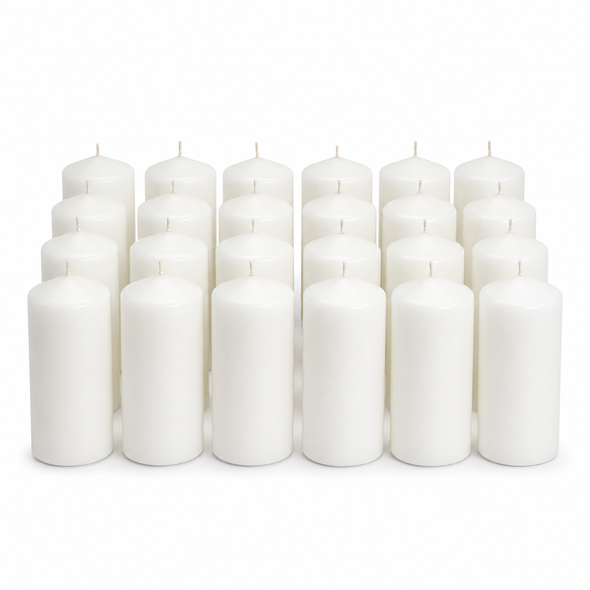 24x 72-Hour White Church Pillar Candles Bulk Pack - Unscented & Lead Free (7.5x15cm / 3x6")