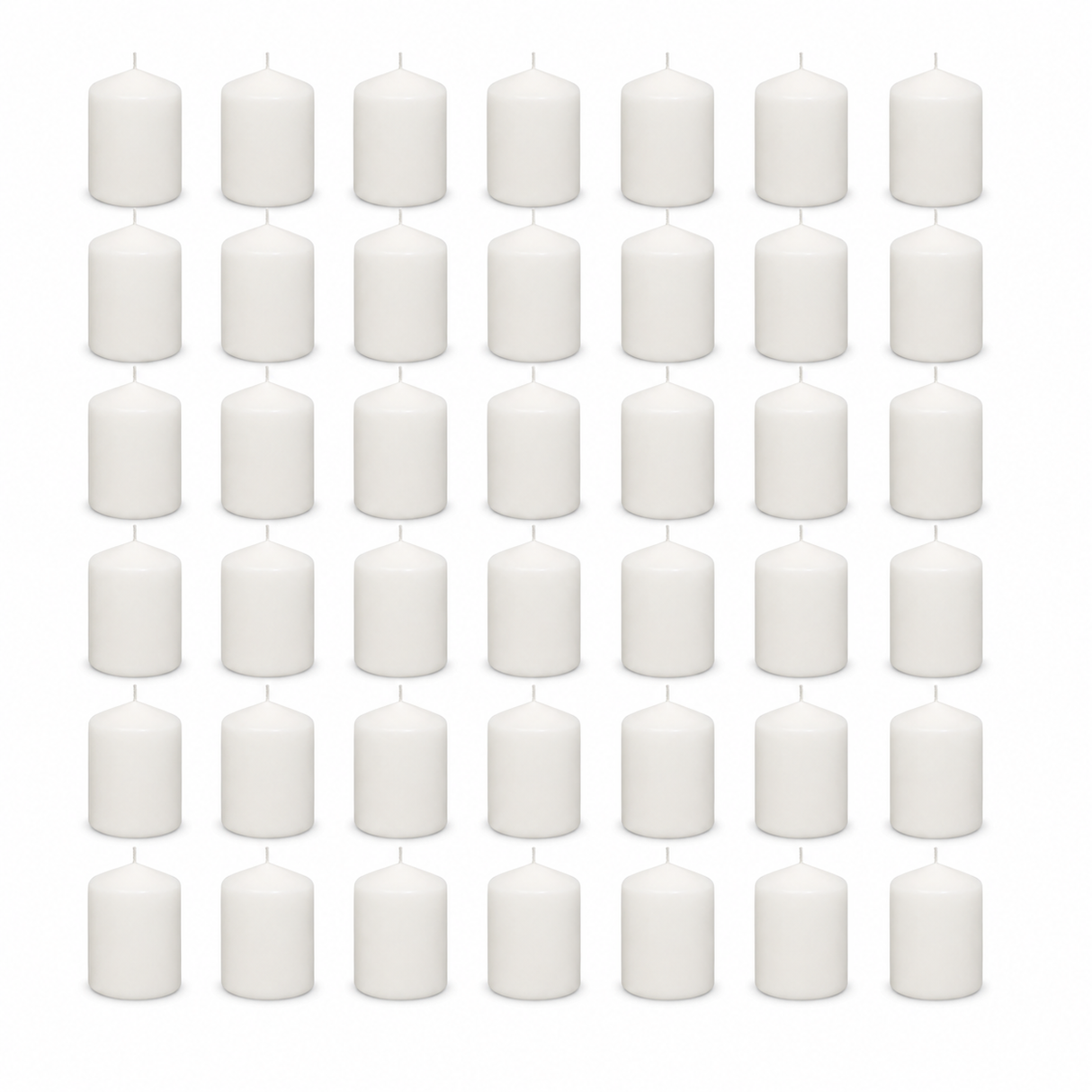 48x 36-Hour White Pillar Candles Bulk Pack - Unscented & Lead Free (7.5x7.5cm / 3x3")