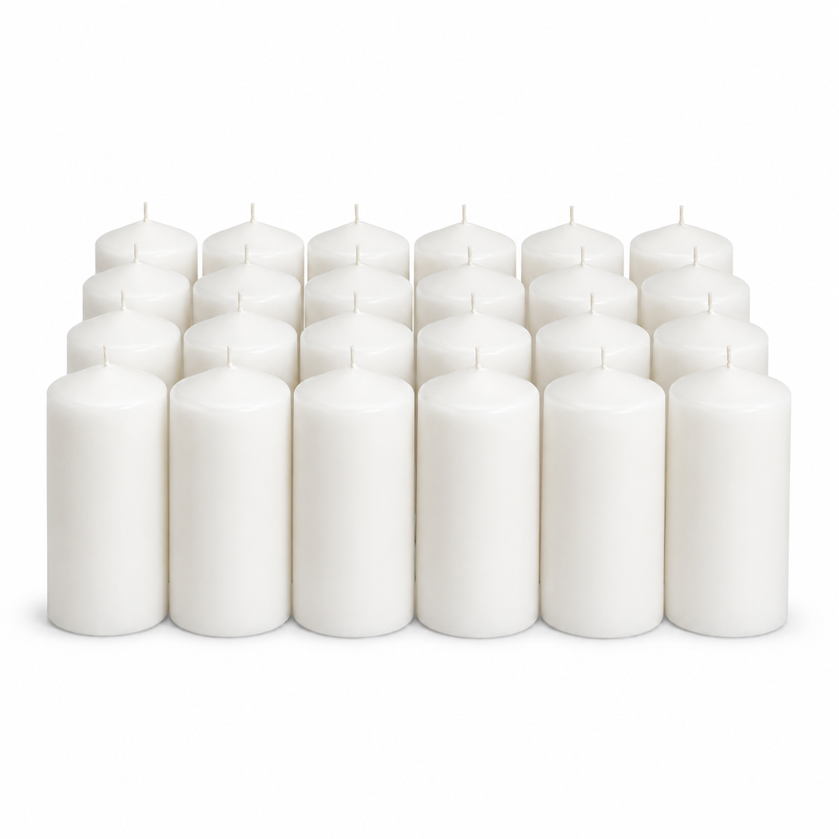 24x 72-Hour White Pillar Candles Bulk Pack - Unscented & Lead Free (7.5x15cm / 3x6")