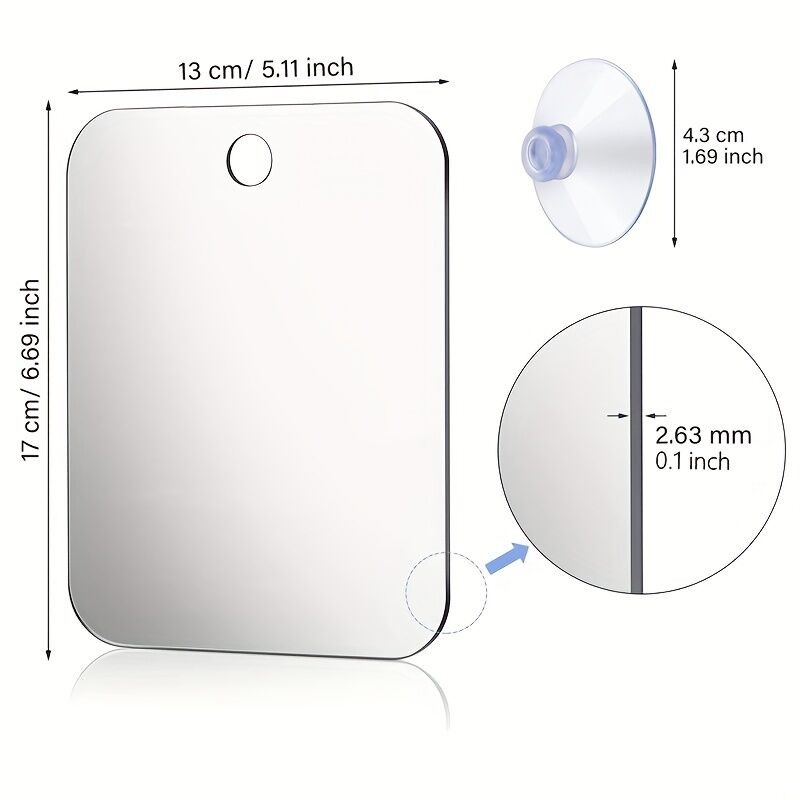 Portable Anti-Fog Shower Mirror – Unbreakable & Frameless for Shaving or Makeup