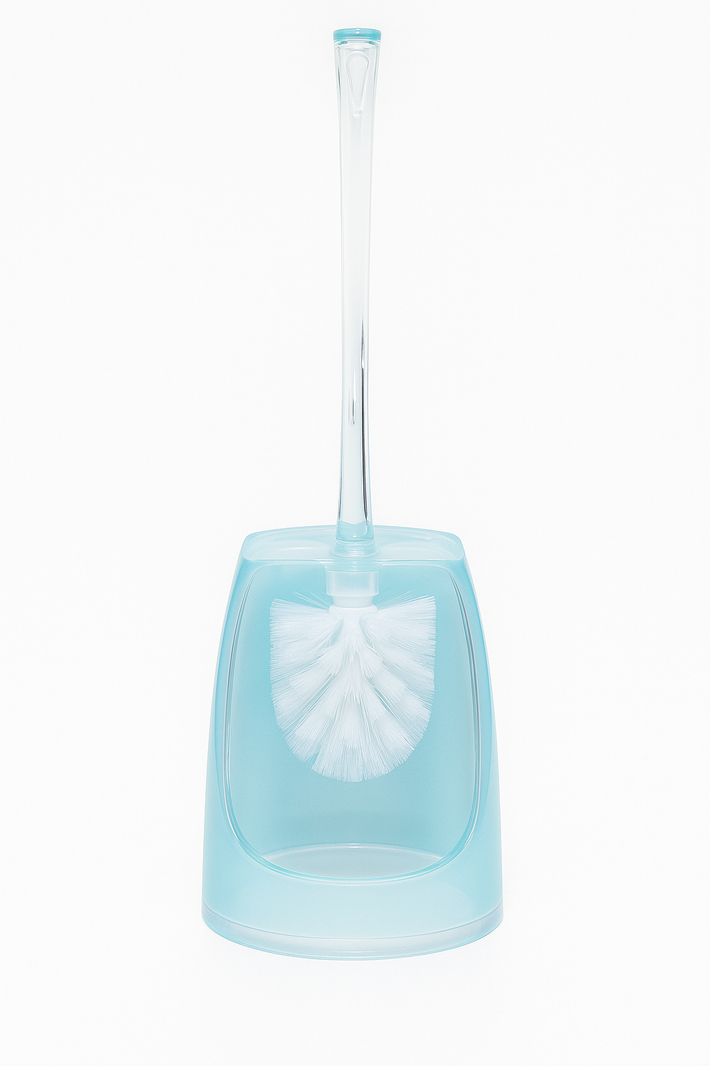 Oval Toilet Brush Holder Acrylic Lightweight Compact Bathroom Cleaning in Blue