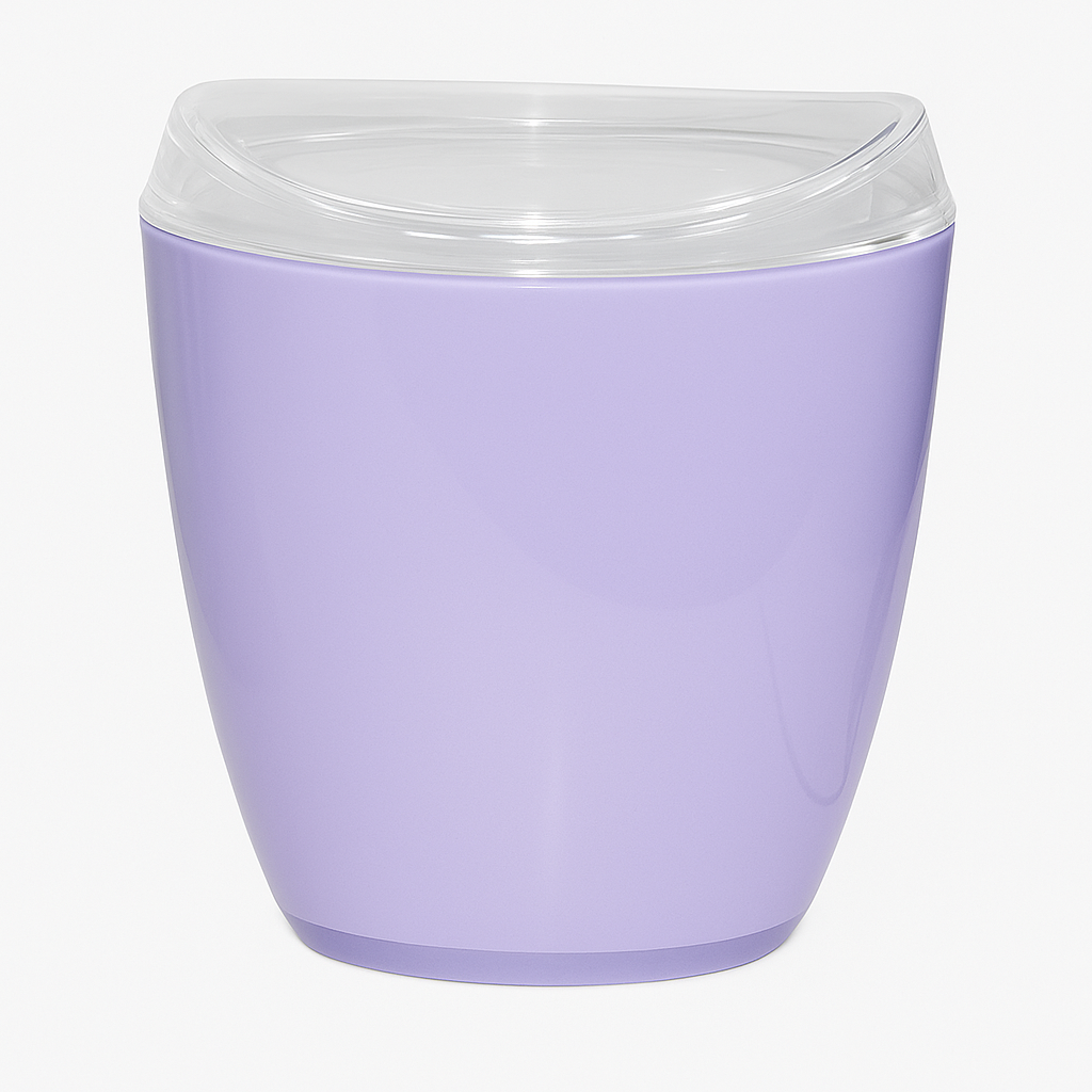 Oval Swing Top Waste Rubbish Bin Acrylic Lightweight Compact Bathroom Office in Purple