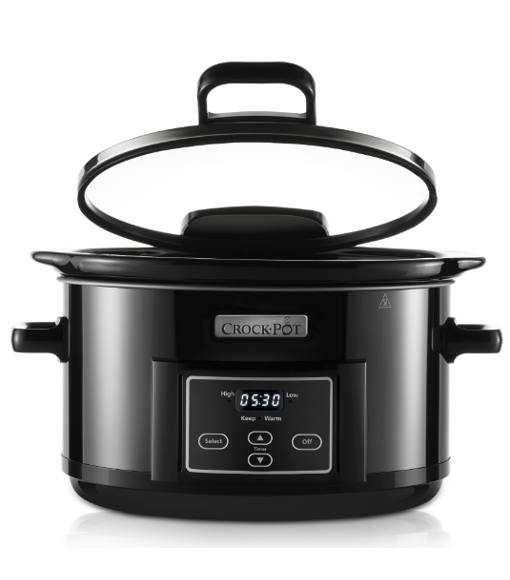 Crock Pot Slow Cooker 4.7L Hinged Lid Food Pressure Kitchen Auto Keep Warm - Black (CHP550)