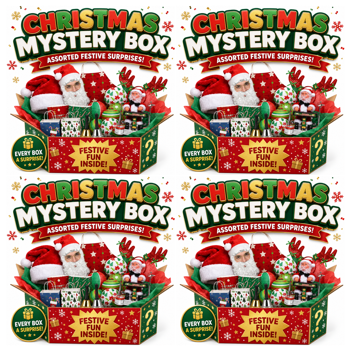 4x Christmas Mystery Gift Box Bulk Pack - Assorted Xmas Products