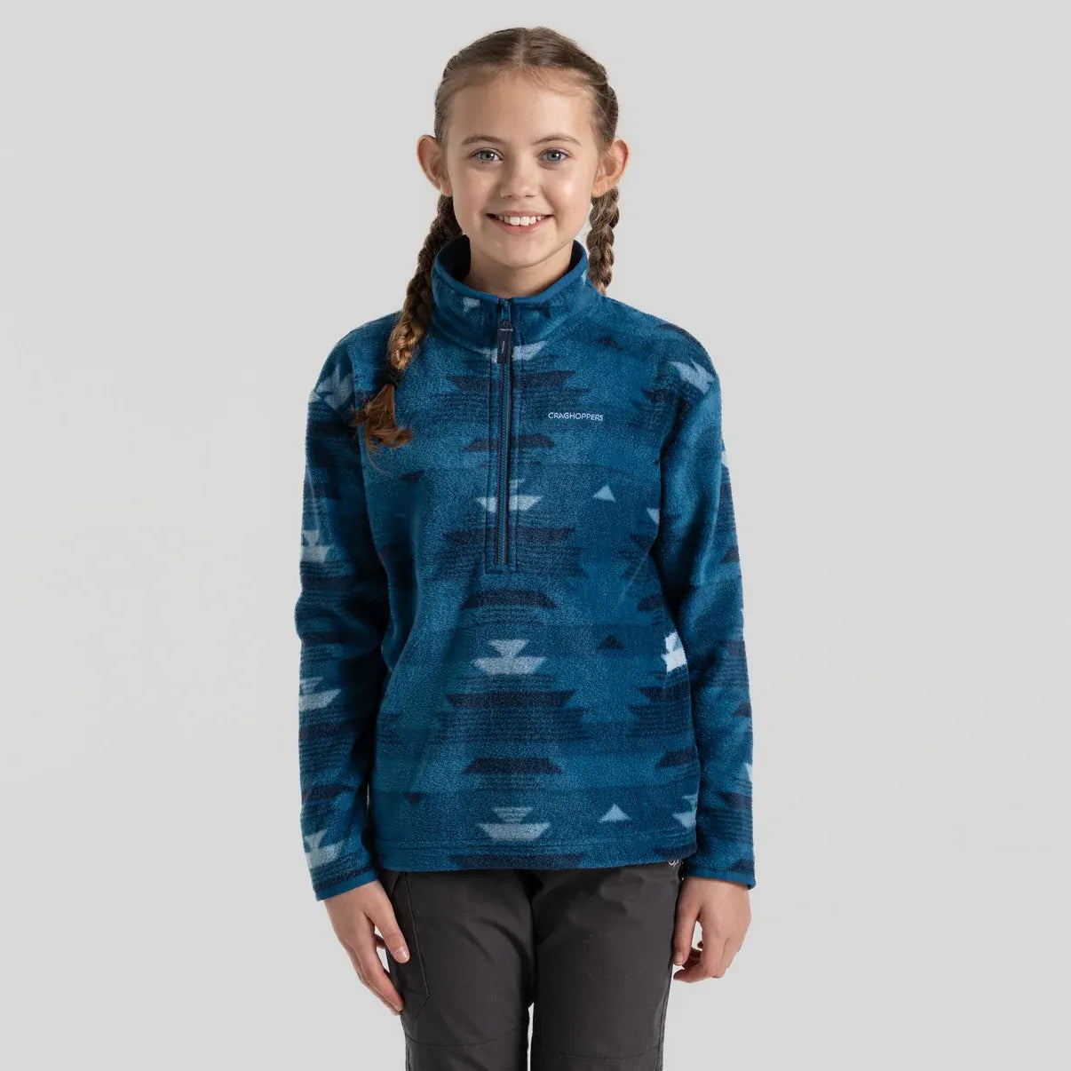 Craghoppers Calke Kids Printed Microfleece Half Zip Jacket in Navy Blue