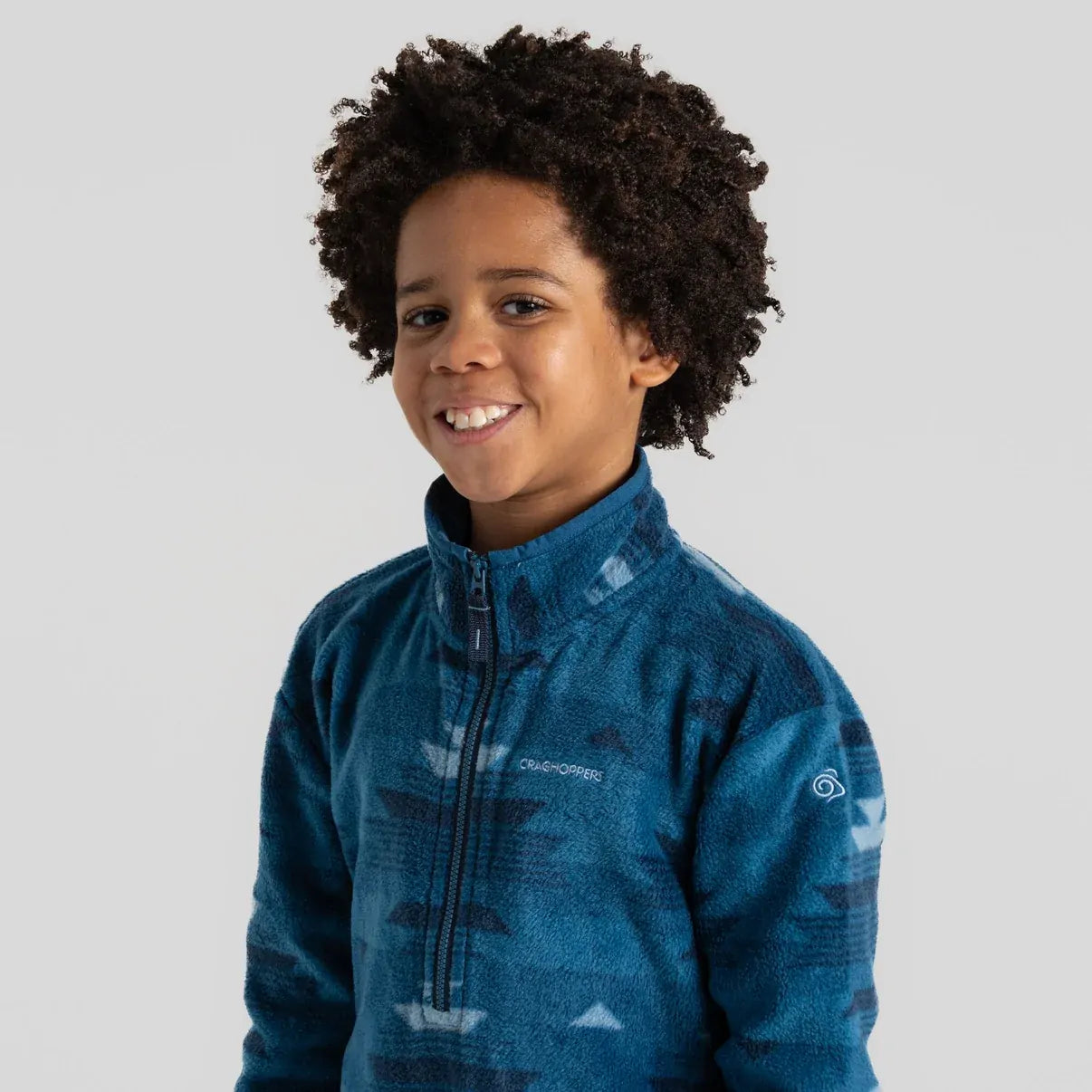 Craghoppers Calke Kids Printed Microfleece Half Zip Jacket in Navy Blue