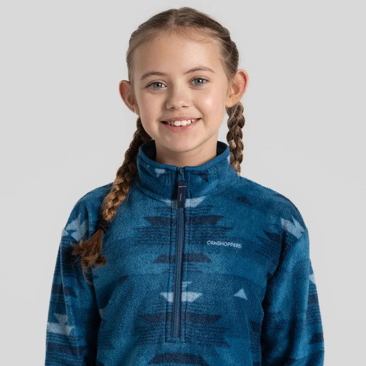 Craghoppers Calke Kids Printed Microfleece Half Zip Jacket in Navy Blue