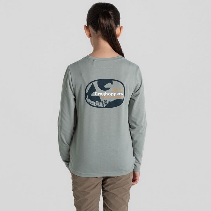 Craghoppers NosiLife Kids Cruz Long Sleeve T-Shirt in Lichen Green