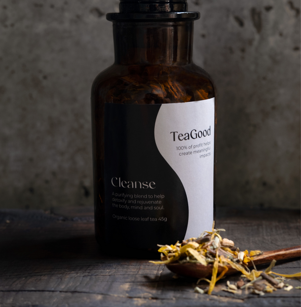 TeaGood Cleanse Organic Loose Leaf Tea Detox & Digestive Support Blend - 45g in Glass Jar