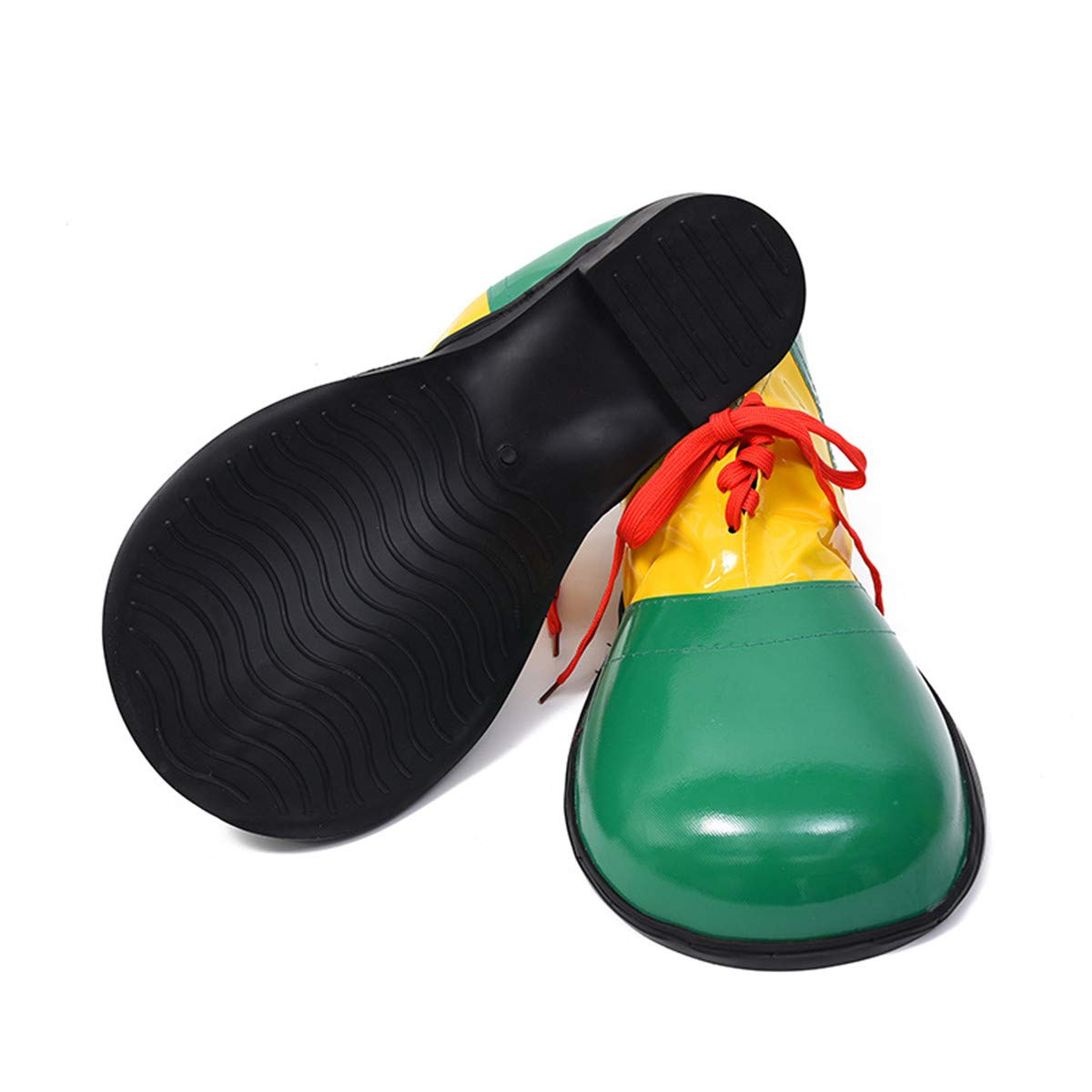 CLOWN SHOES Costume Fancy Dress Adult Circus Party Halloween Accessory Large - Green/Yellow