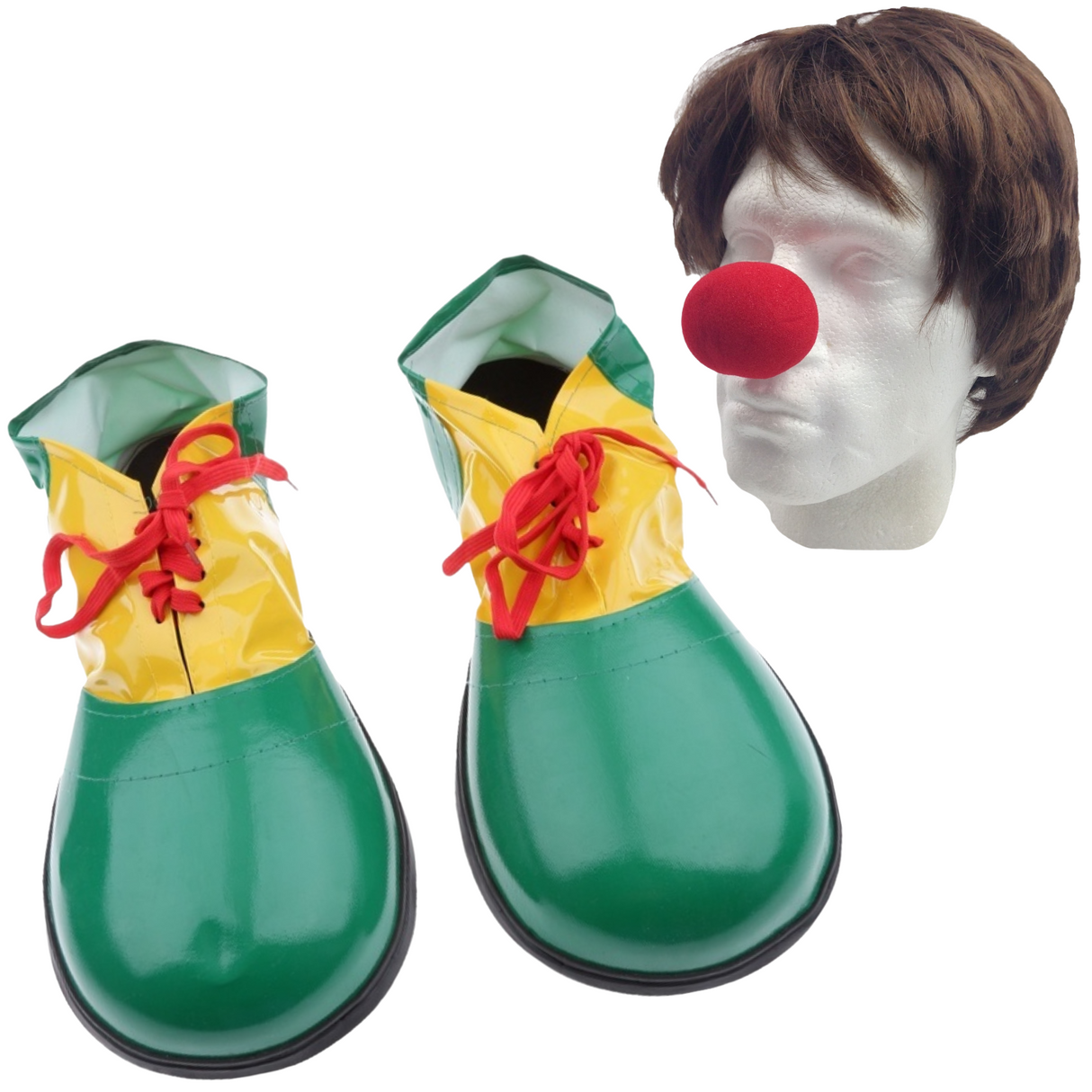 2Pcs Set Clown Nose + Large Shoes Circus Halloween Costume Fancy Dress Up Party - Red