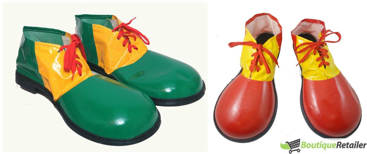CLOWN SHOES Costume Fancy Dress Adult Circus Party Halloween Accessory Large - Green/Yellow