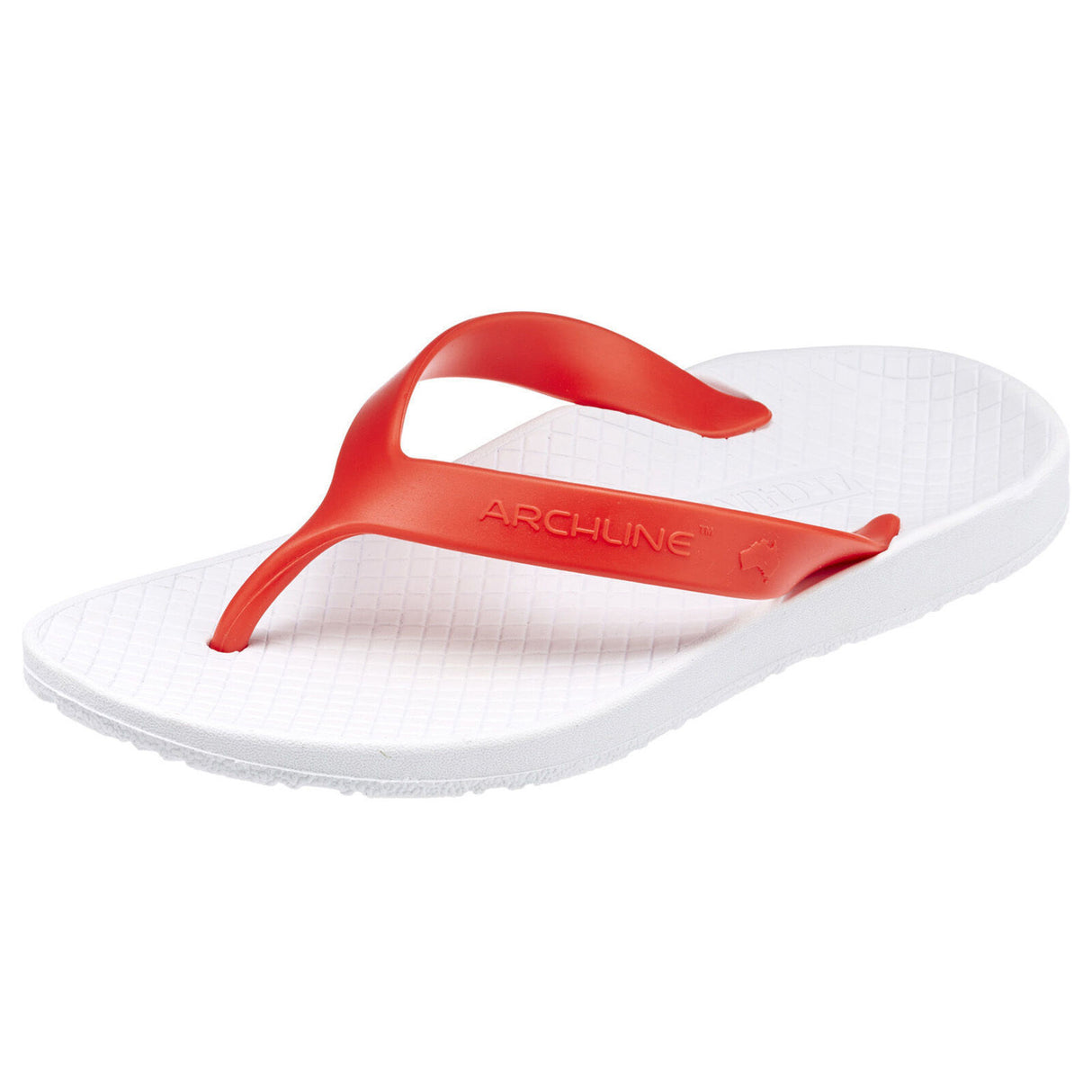 Archline Orthotic Flip Flops - Slip On Orthopedic Thongs w/ Arch Support - White/Red