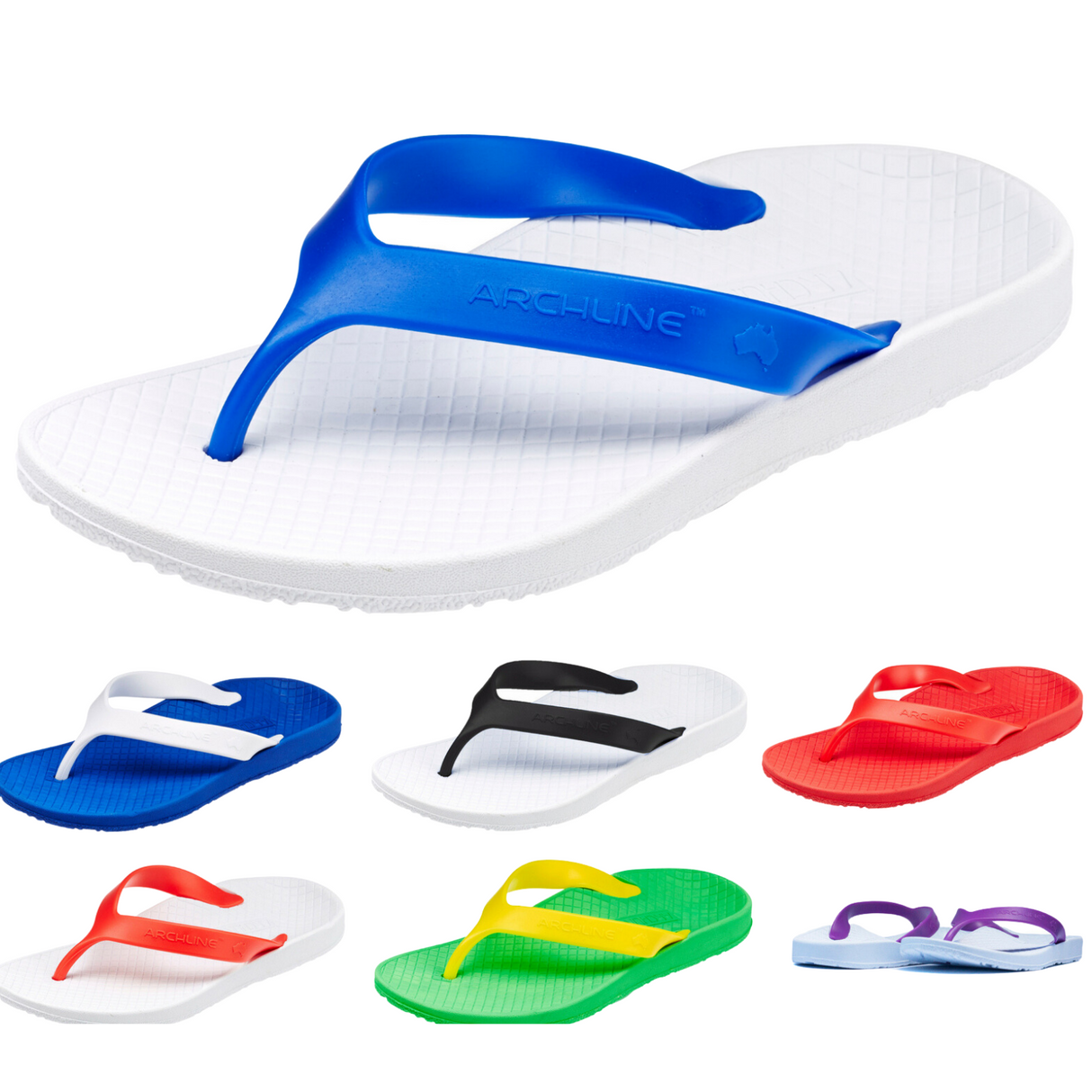 ARCHLINE Flip Flops Orthotic Thongs Arch Support Shoes Footwear - White/Black