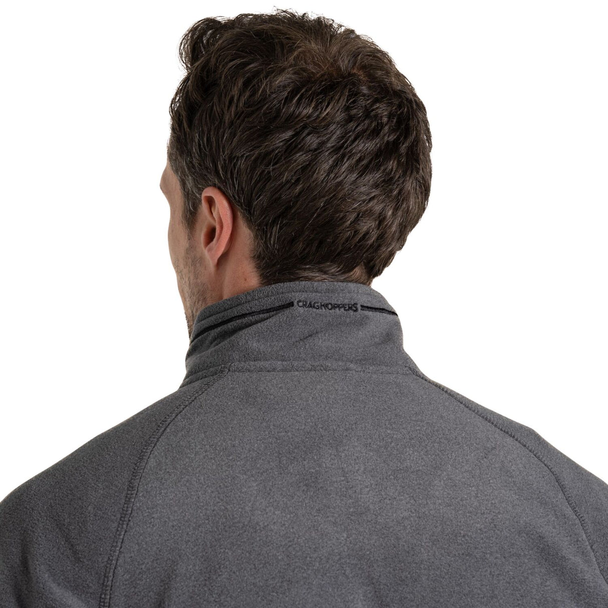 Craghoppers Corey VI Mens Half Zip Fleece Pullover Lightweight Recycled Polyester in Black Pepper Marl