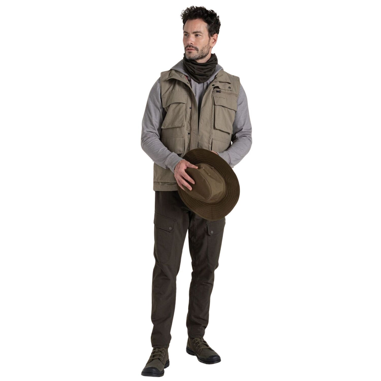 Craghoppers NosiLife Adventure Gilet IV Mens Travel Vest Insect Repellent UPF50+ 12 Pockets in Pebble