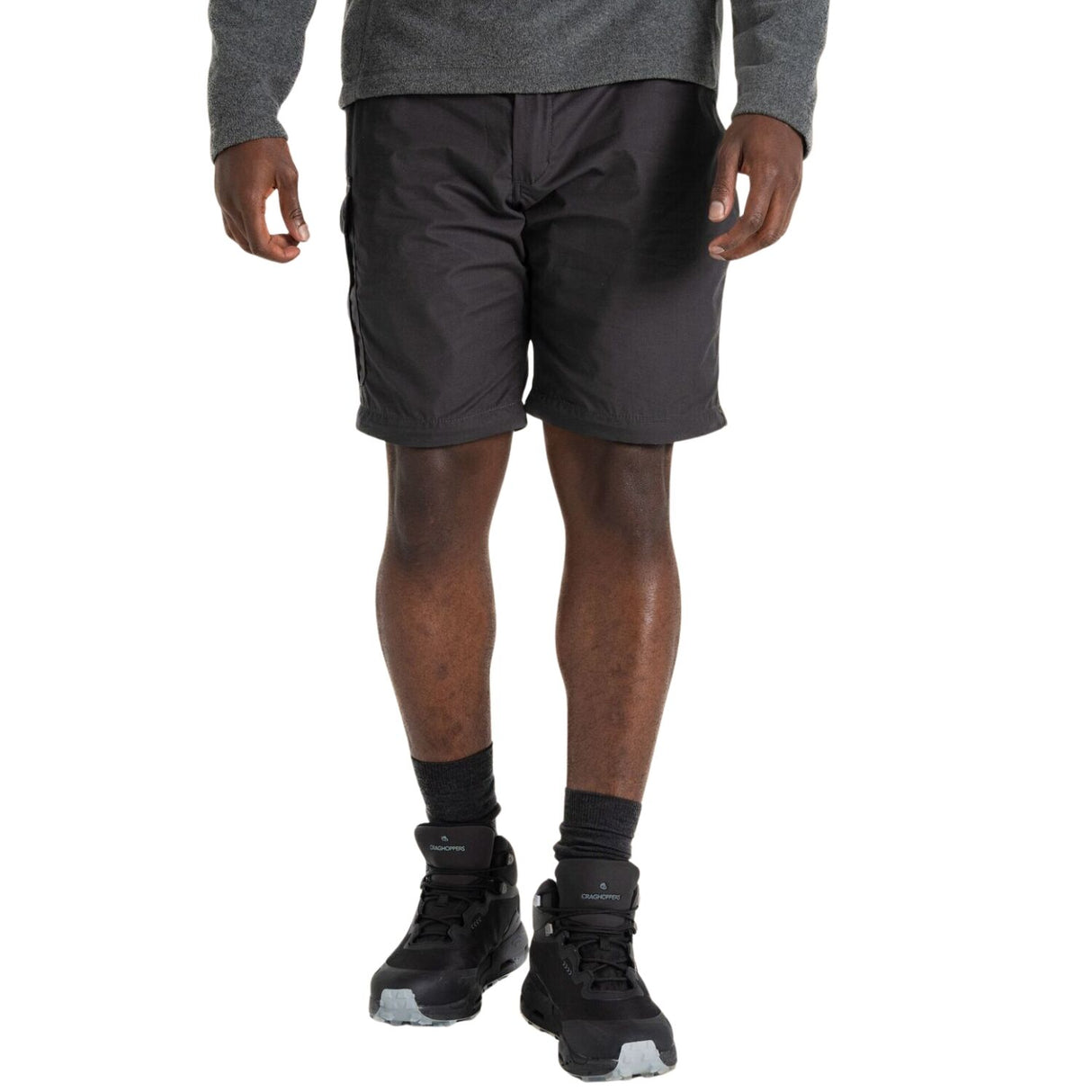 Craghoppers Kiwi Convertible Men’s Hiking Trousers Zip-Off UPF 50+ Water Repellent in Black Pepper